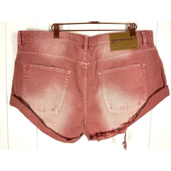 One Teaspoon Bandit Denim Shorts in Pink Denim 5 Pocket NWT Size 34 - Picture 4 of 7